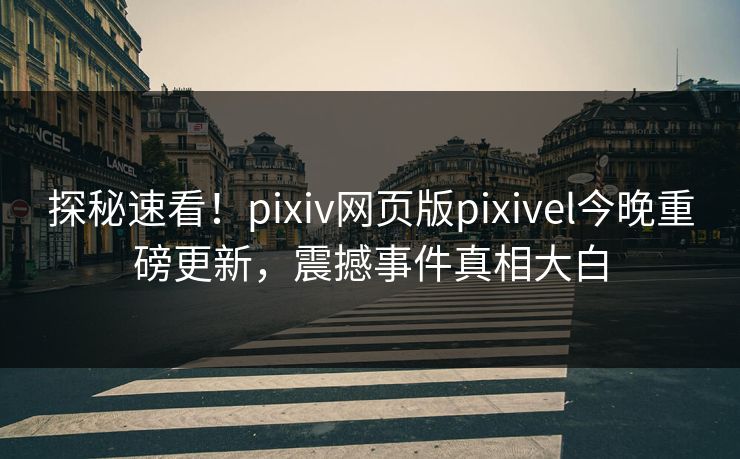 探秘速看！pixiv网页版pixivel今晚重磅更新，震撼事件真相大白
