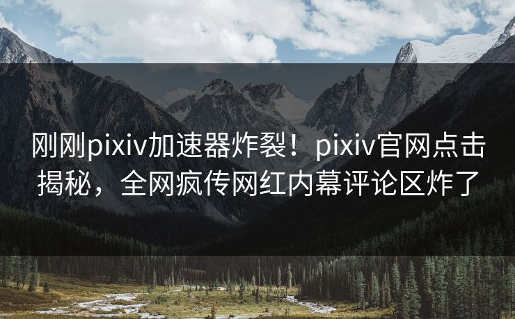 刚刚pixiv加速器炸裂！pixiv官网点击揭秘，全网疯传网红内幕评论区炸了