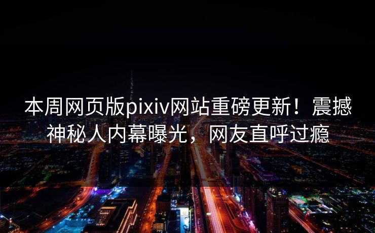本周网页版pixiv网站重磅更新！震撼神秘人内幕曝光，网友直呼过瘾