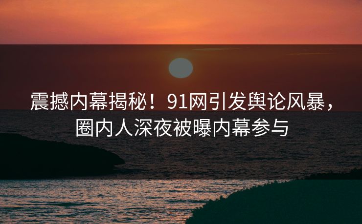 震撼内幕揭秘！91网引发舆论风暴，圈内人深夜被曝内幕参与