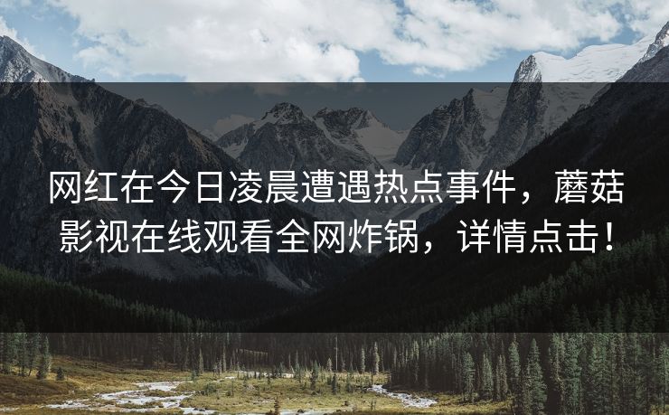 网红在今日凌晨遭遇热点事件，蘑菇影视在线观看全网炸锅，详情点击！