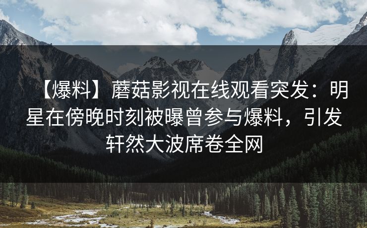【爆料】蘑菇影视在线观看突发：明星在傍晚时刻被曝曾参与爆料，引发轩然大波席卷全网