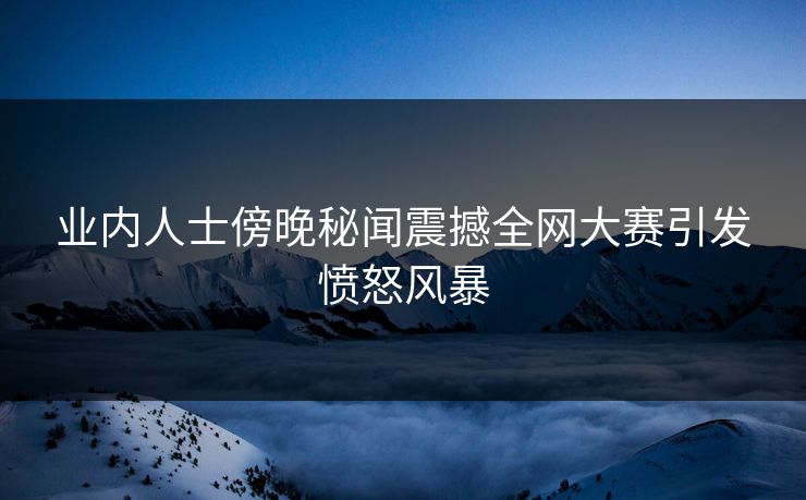 业内人士傍晚秘闻震撼全网大赛引发愤怒风暴