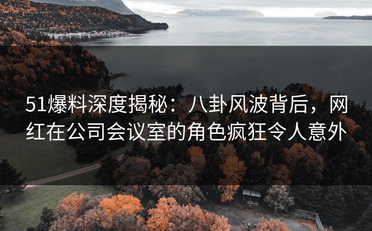 51爆料深度揭秘：八卦风波背后，网红在公司会议室的角色疯狂令人意外