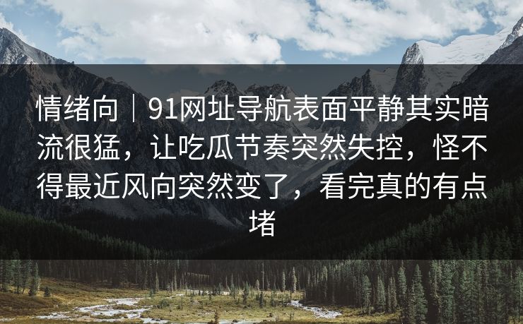 情绪向｜91网址导航表面平静其实暗流很猛，让吃瓜节奏突然失控，怪不得最近风向突然变了，看完真的有点堵